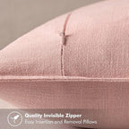MIULEE Decorative Linen Pillow Covers 20x20 Inch Pink ​Boho Farmhouse​ ​Neutral - Image 3