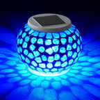 WSgift Color Changing Solar Powered Glass Mosaic Ball Led Garden Lights, Rechargeable Outdoor Waterproof Solar Night Lights Table Lamps for Decorations, Ideal Gifts