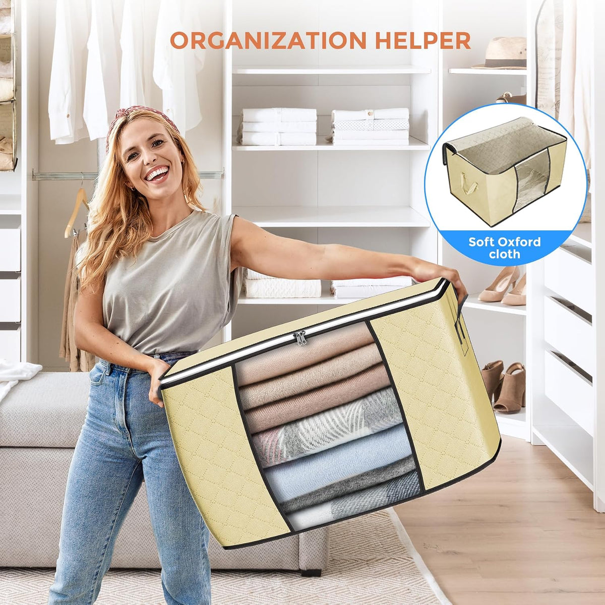 90L Large Storage Bags, 6 Pack Clothes Storage Bins Closet Organizers
