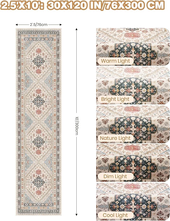 Kitchen Runner Rug Non Slip Washable 2.5x10, Soft Ultra-Thin Entryway Rug - Image 2