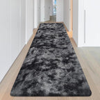 Tie-Dyed Runner Rug for Bedroom Black Grey 3x10ft Fluffy Area Rug Bedside - Image 2
