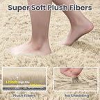 5x7 Area Rugs for Living Room Rug: Soft Fluffy Shag Beige Rugs for Bedroom - Image 5