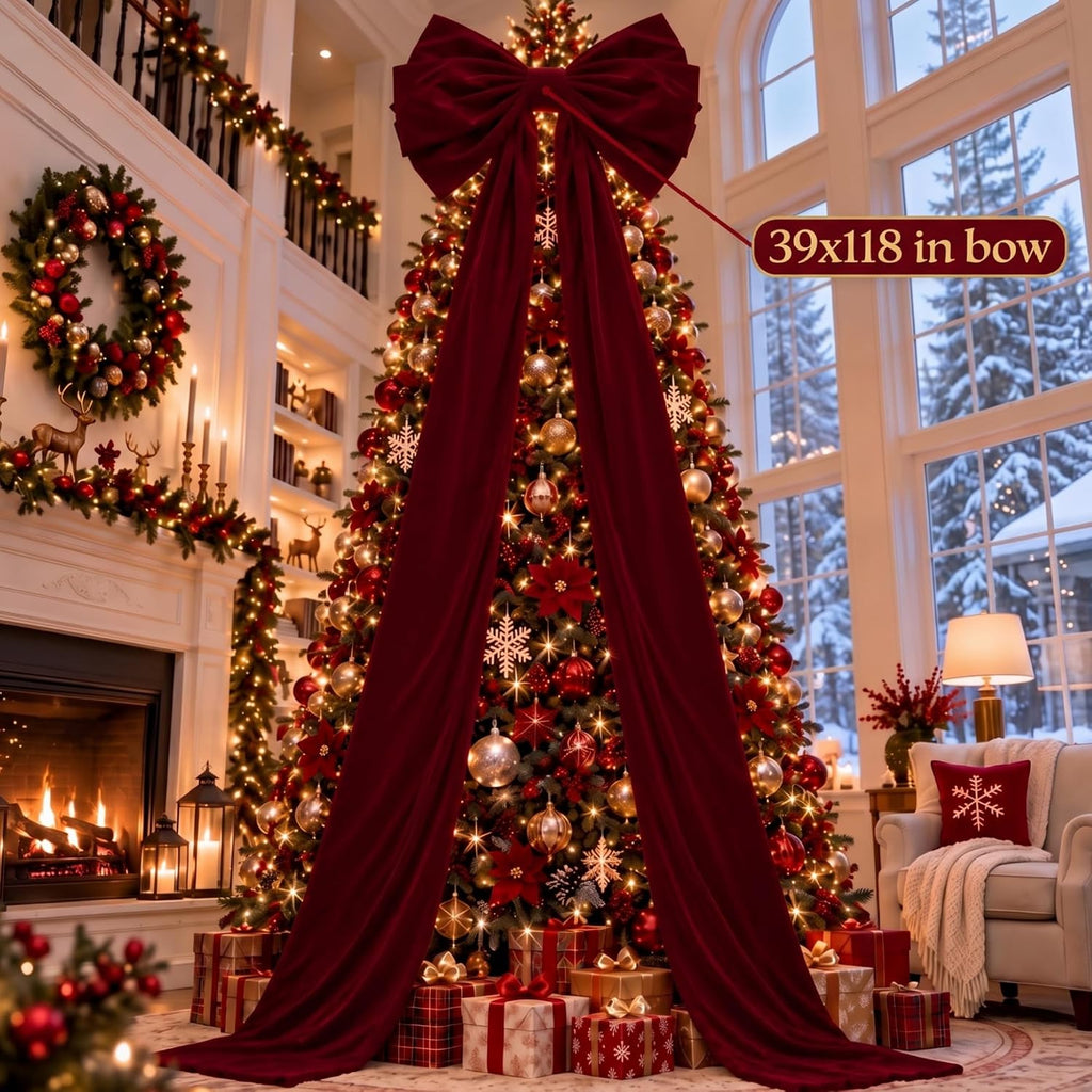 Knitgrip 1 Pack Extra Large Christmas Bow 27 x 78 Inch Burgundy Velvet