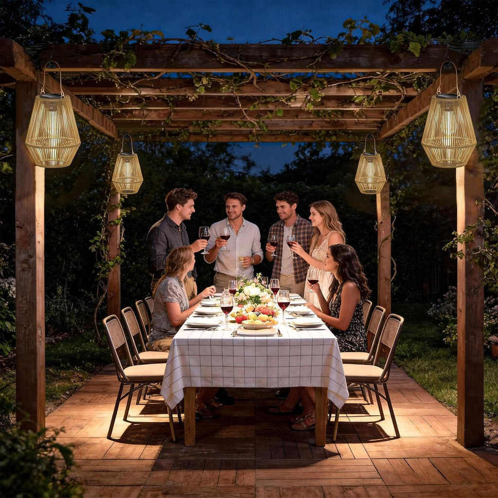 Solar Lanterns Outdoor Waterproof, 2 Pack Hanging Solar Lights for Outside, Auto On/Off Solar Powered Lanterns for Patio Yard Porch Pathway Garden Decor, Warm White