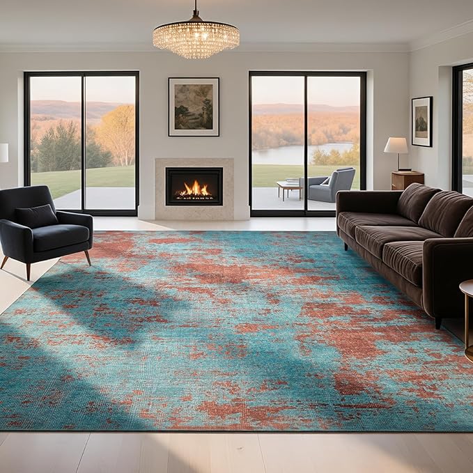 Washable Rugs 8x10 Area Rugs for Living Room-Modern Abstract Rugs for Bedroom by Lbris
