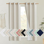 NICETOWN Natural Thick Linen Blend 100% Blackout Curtains 60" Long 2 Panels Set by NICETOWN