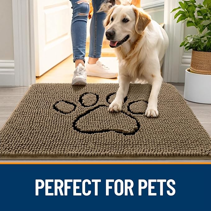 OLANLY Dog Door Mat for Muddy Paws 59x35, Paw Print Design, Absorbs Moisture - Image 6