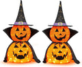 Outvita 2PC Halloween Collapsible Pumpkin Decoration, 150 LED Pop-Up Pumpkin Lamp with Star Cap, 3FT Plug in Halloween Lantern with Metal Stand for Indoor Outdoor Garden Patio Party Decor