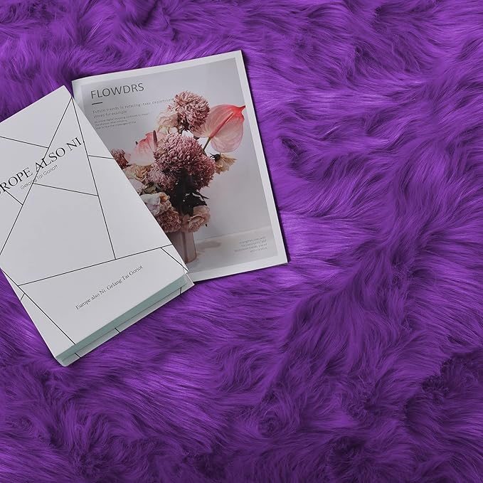 Goolela Purple Area Rug 9x12 Fluffy Fuzzy Furry Carpet - Image 6