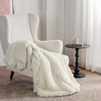 Bedsure GentleSoft Fluffy Cream Throw Blanket Decorative Blankets - Image 6
