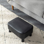 IBUYKE Small Footstool Ottoman, PU Faux Leather Footrest, Black RF-BD210