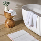 Peri Home 100% Cotton Hand Towel for Bathroom, Embroidered, Soft & Absorbent, 500 GSM, 1 Piece, 16" x 27", White with Blush Scallop