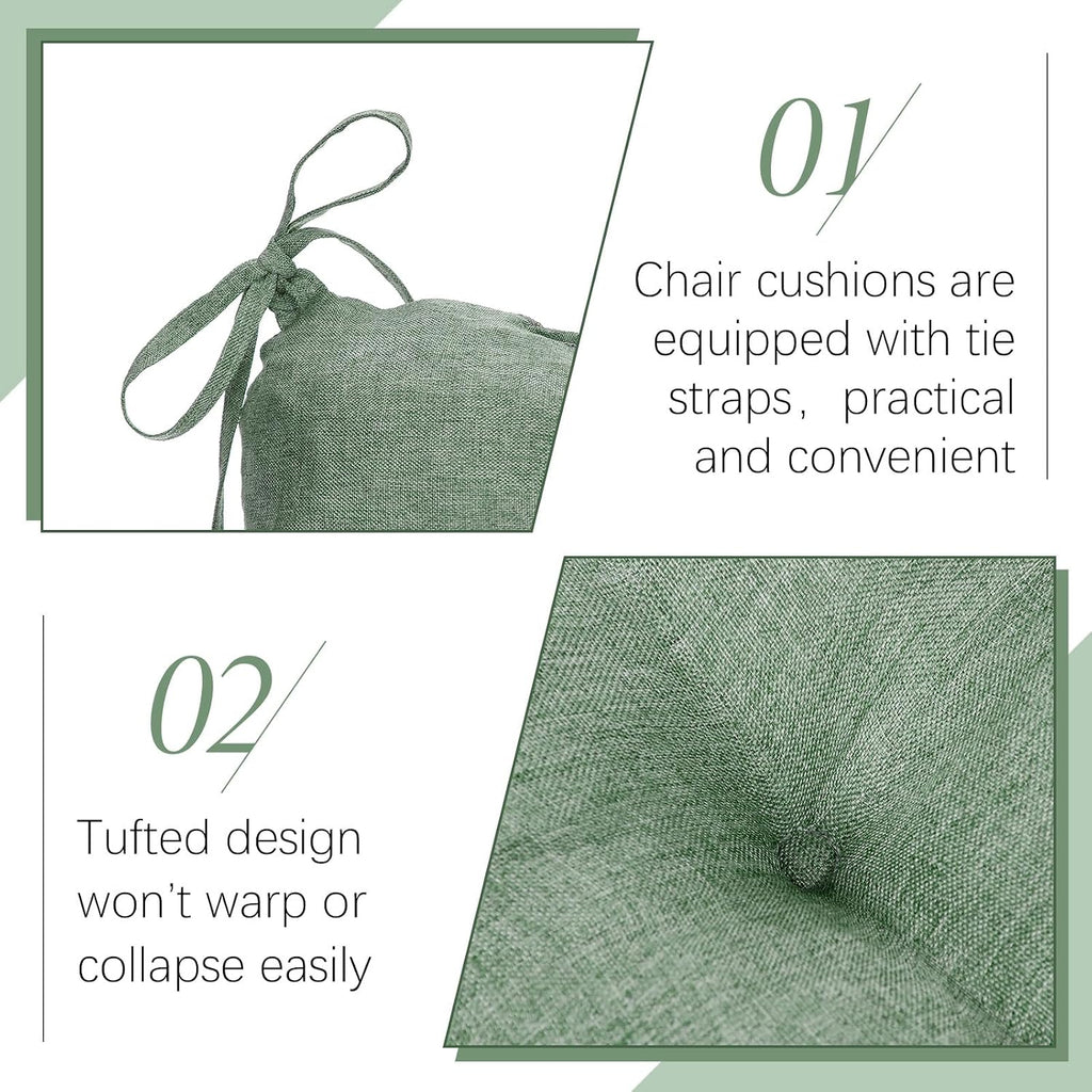 Geetery 4 Pack Chair Cushions, 16" x 15",Basil Green,Solid Color