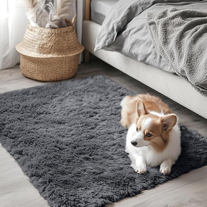 OLANLY 2x2 Machine Washable Small Rug, Soft Fluffy Shaggy Throw Rug - Image 3