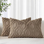 decorUhome Throw Pillow Covers 12x20 Inch Set of 2, Soft Plush Faux Wool Light by decorUhome