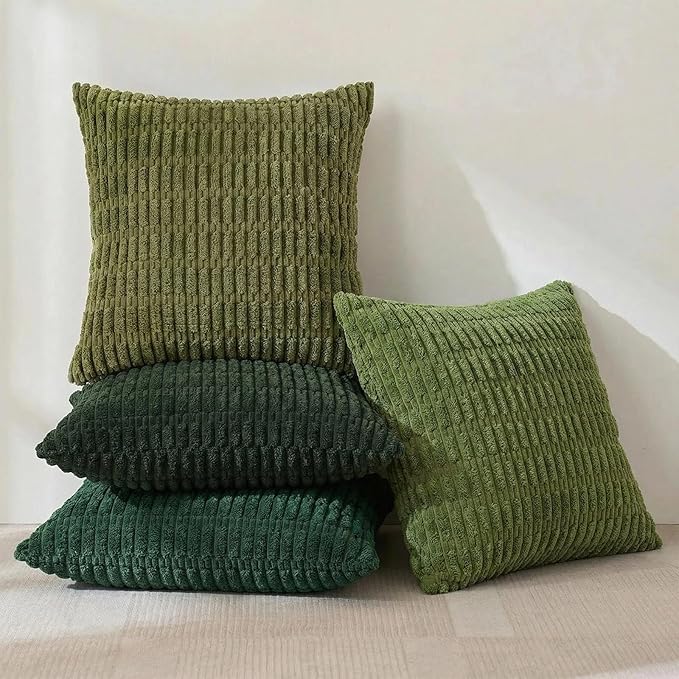 Fancy Homi Set of 4 Green Boho Spring Decorative Throw Pillow Covers 20x20 Inch - Image 2
