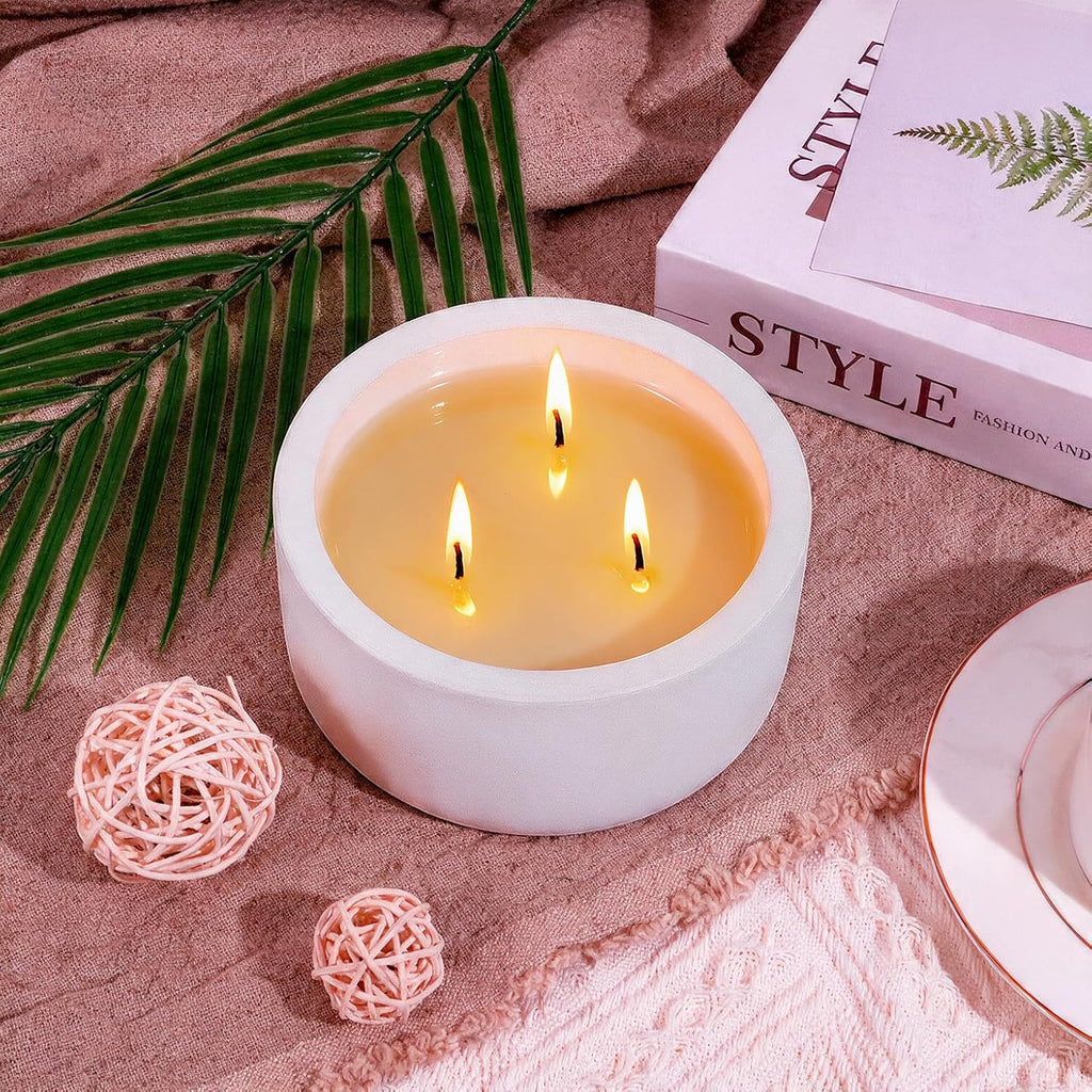 Viyffo 20oz Large White Fall Scented Candle for Women - Vanilla Dreamscape, 3 Wick Non Toxic Soy Candle, Matte Ceramic Jar, Luxury Home Fragrance, Elegant Room Decor & Premium Gift