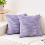 Pack of 2 Corduroy Decorative Throw Pillow Covers 18x18 Inch Soft Striped by Unknown