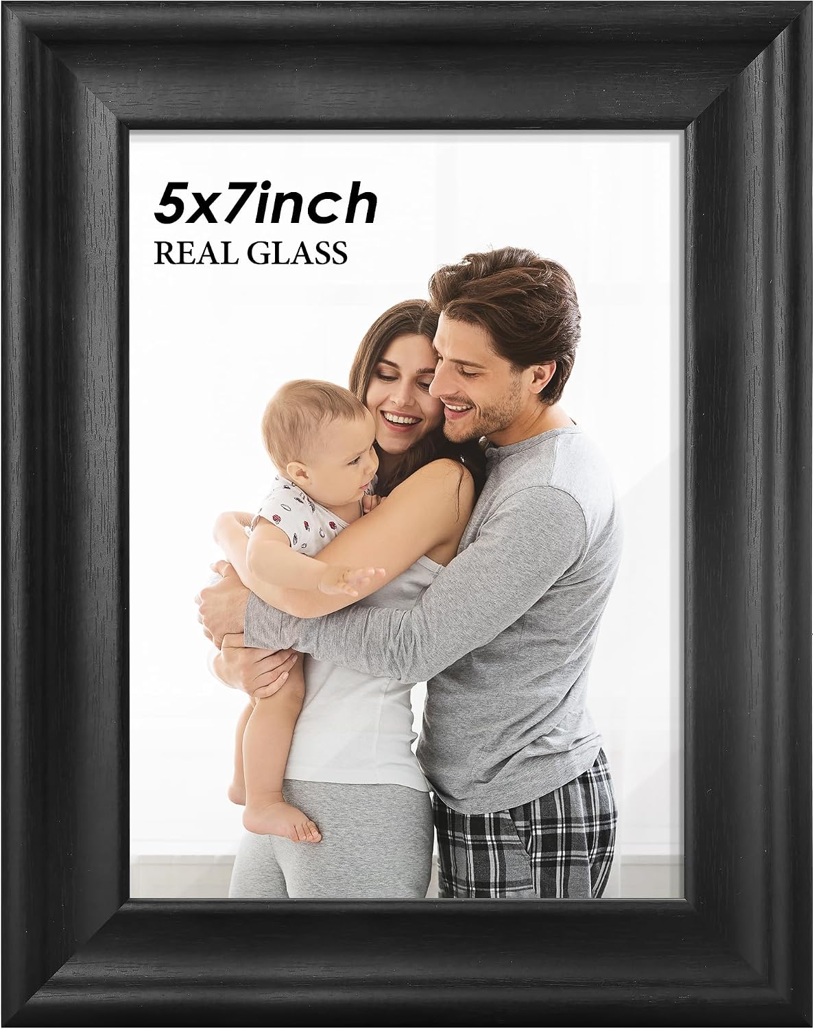 PEALSN 8x10 Picture Frame, Real Glass, Wall & Tabletop Display, Black