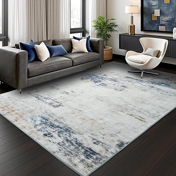 Toneed Abstract Area Rug 8x10 Modern Washable Rug Soft Non Slip Rug Low Pile - Image 2