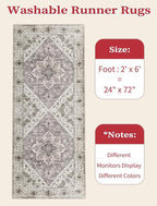 SERISSA Boho Washable Runner Rug, 2x6 Rug Non-Slip Vintage Earth Tone Hallway - Image 2