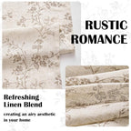Lazzzy Taupe Floral Linen Curtains 96 Inch Farmhouse Back Tab Drapes - Image 6