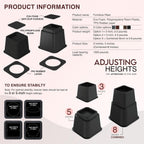 Utopia Bedding Heavy Duty Bed Risers, 3, 5, 8 Inch, Pack of 4, Black