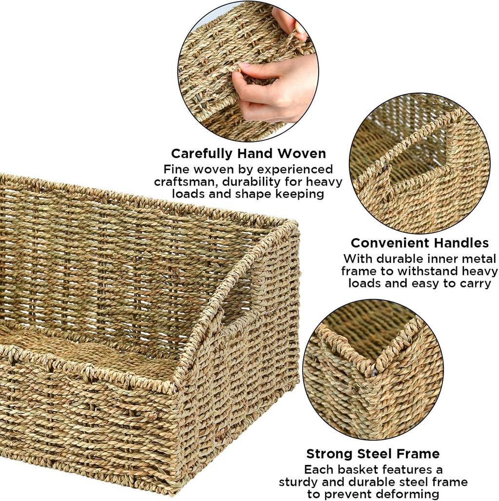 Pantry Baskets Organization, Wicker Storage Basket Green