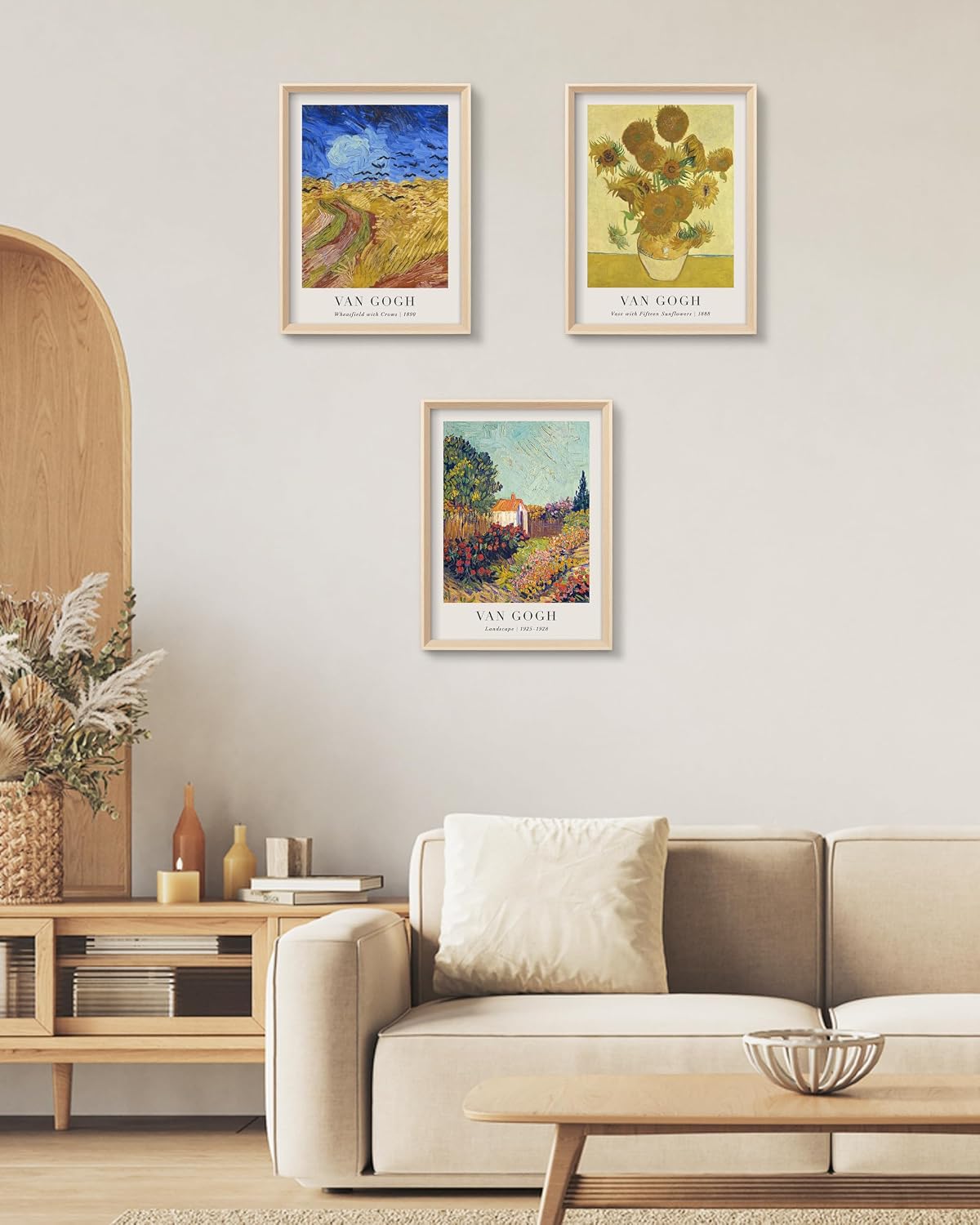 HesenDot Van Gogh Framed Wall Art,Vintage Canvas Prints Set of 3