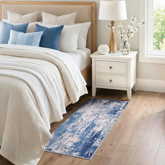 Washable Area Rugs 2'x5' Non-Slip Modern Abstract Soft - Image 2