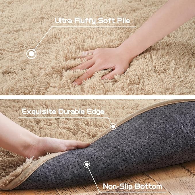 Pionblank Fluffy Area Rug for Bedroom 2.6'x5.3', Shag Oval Rug for Bedside - Image 6