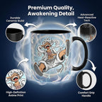 PUMPCAR 11 OZ Magic Heat Changing Color Flying G5 Cup Coffee Ceramic Mug for Anime Lovers Office Manga Pirate Gifts One Piece Merch Accessories Hot and Cold Drinks for Men Women Gifts