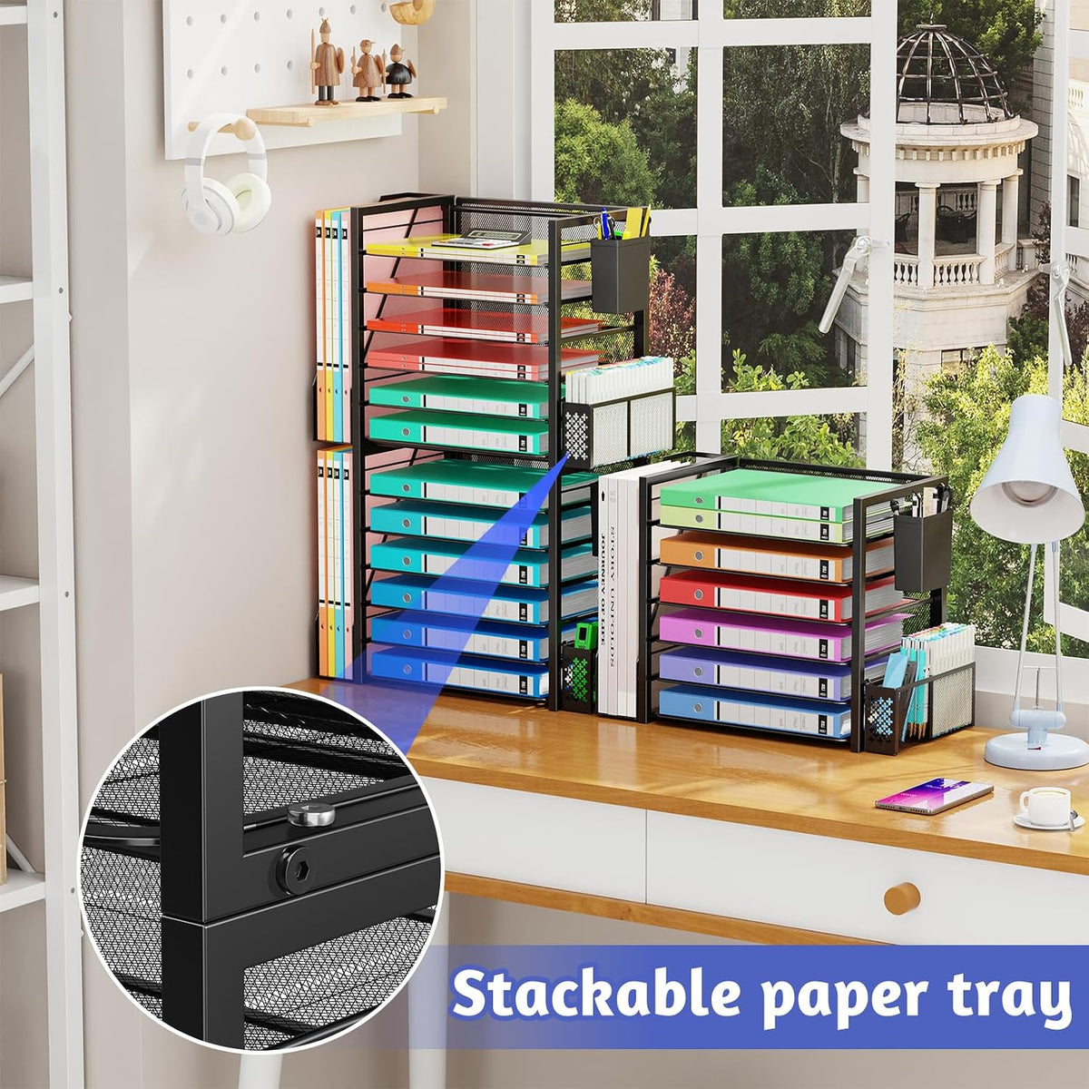 Simple Trending Desk File Organizer, 6-Tier Paper Organizer for Desk, Black