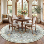 Area Rugs 7ft Washable Non-Slip, Floral Vintage Distress Print Pattern by RELEANY