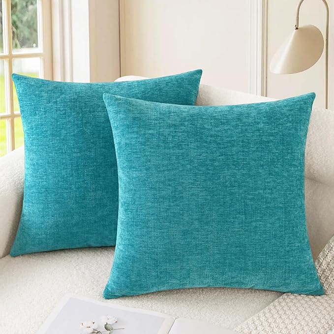 CaliTime Throw Pillow Covers Decorative 16 X 16 Inches Pack of 2 Cozy Chenille by CaliTime