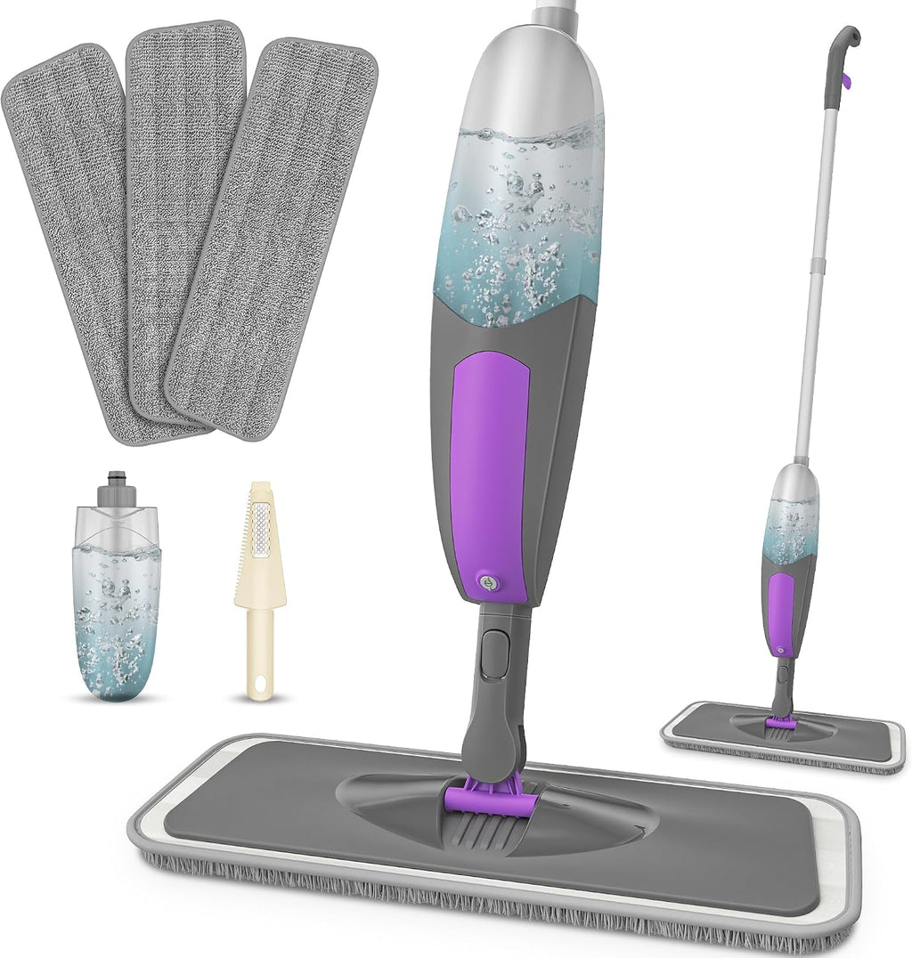 Spray Mops for Floor Cleaning - HOMSIER Microfiber Mop Wet Dry with 3 Washable Pads 550ML Refillable Bottle for Hardwood Wood Laminate Tile Marble Kitchen Home Hard Floors