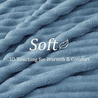 BEDELITE Full Size Blanket for Bed, 300GSM Soft & Warm Fleece Light Blue Blanket - Image 4
