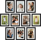 upsimples 5x7 Picture Frame, Photo Collage Wall Decor Set of 10, Black