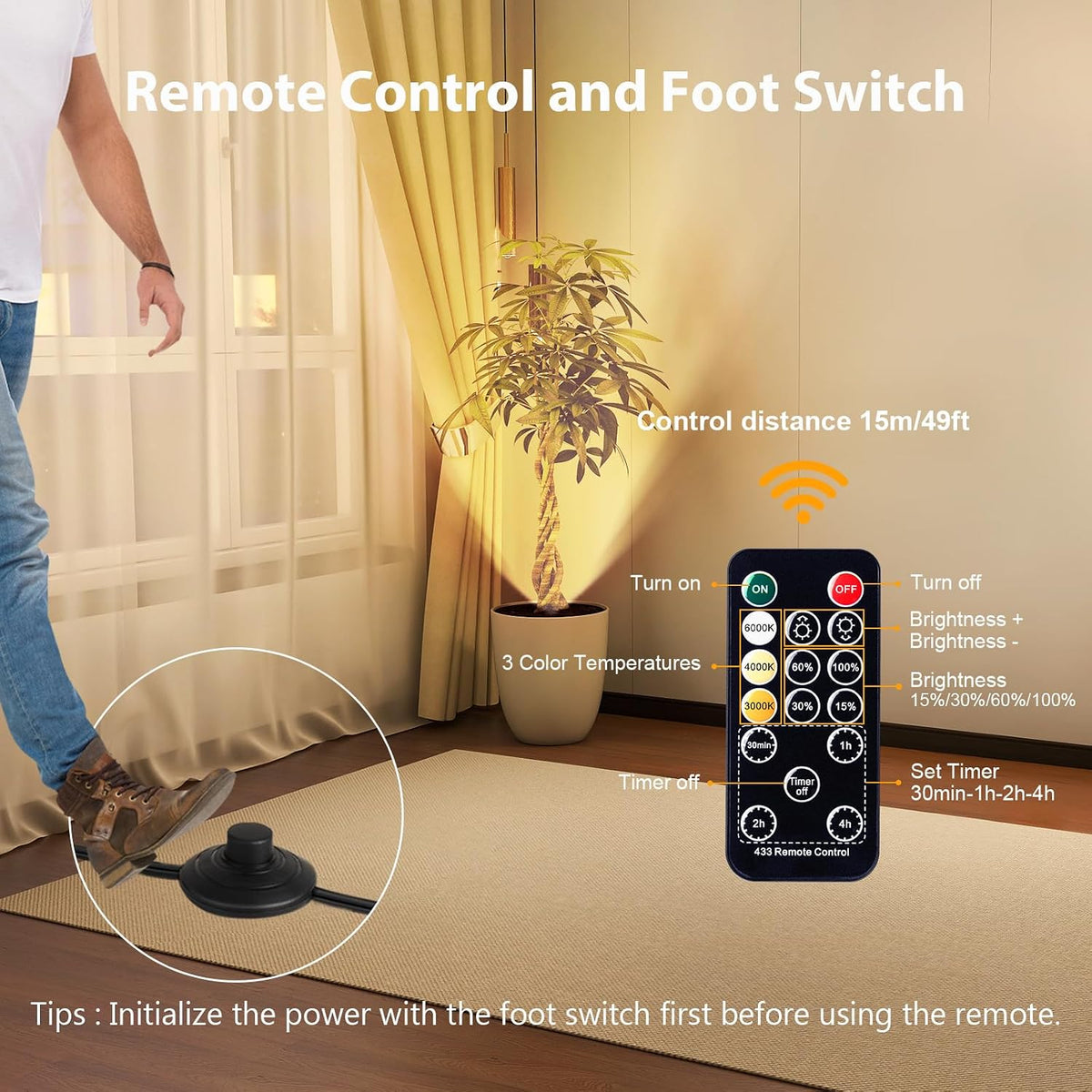 Brightown 2 Pack Uplights Indoor Floor Can Lights with Remote and Timer