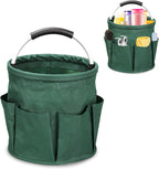 17L Cleaning Caddy with Handle, Foldable Cleaning Supply Caddy with 6 Pockets Cleaning Caddy Bag for Outdoor Camping Garden Harvest Basket Bathroom Storage (Clear)