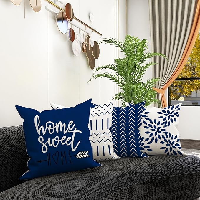 YCOLL Pillow Covers 22x22 Set of 4, Modern Sofa Throw Pillow Cover, Decorative - Image 6