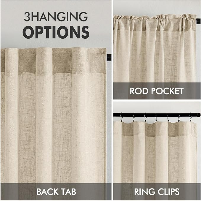 MIULEE Linen Curtains 108 Inch Length 2 Panels - Image 3