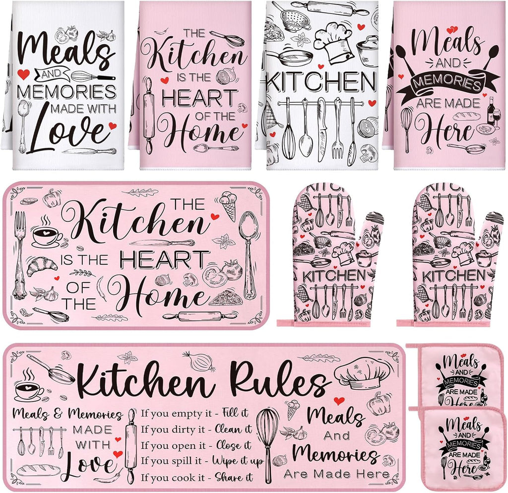 Fourluoo 10 Pcs Black and White Kitchen Decor and Accessories Set for Gifts