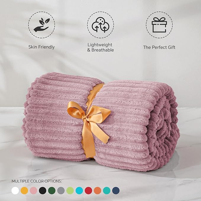 BEDELITE Fleece Blanket Twin Size – 3D Ribbed Jacquard Soft and Warm Decorative - Image 5