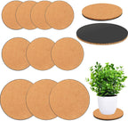 10 Pack 3 Sizes Cork Plant Coasters, 4/6/8 Inch Cork Plant Mats for Plants