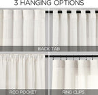 Nanspring Beige White Linen Curtains 96 Inches Long 2 Panels Set - Image 2