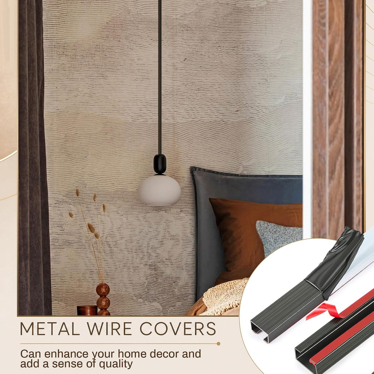 Lounsweer 2 Set Bronze Metal Cord Cover, 60" Segmented