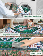 SERISSA Runner Rug for Hallways, Extra Long Boho Rug Ultra Soft Vintage Green - Image 3