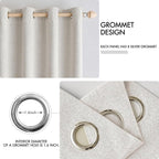 MIULEE Linen Textured Curtains for Bedroom Solid 100% Blackout Thermal - Image 4
