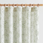 jinchan Floral Curtains 90 Inch Length Sage Green Flower Linen Farmhouse Curtain by JINCHAN